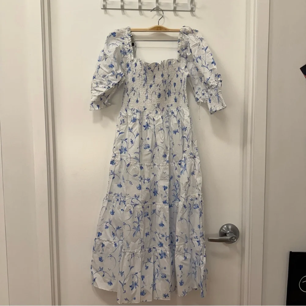 Hill House - Nesli Nap Dress, Blue Botanical - XS - Picture 1 of 3